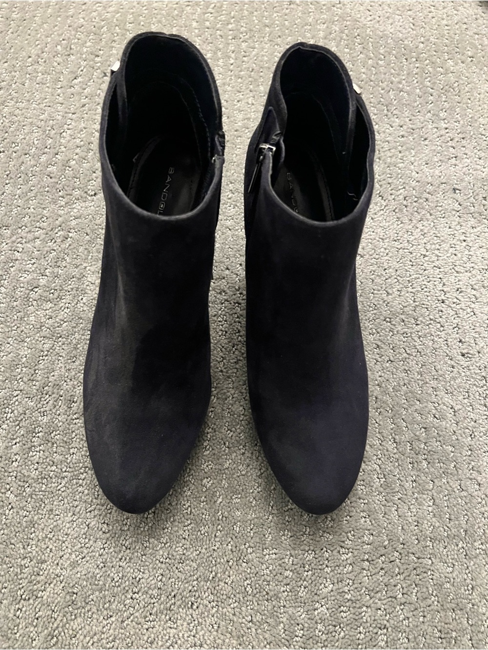 Bandolino Dark Purple Suede Leather Ankle Booties Size 9 1/2 3-Inch Heel NWOB